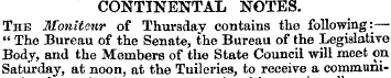 CONTINENTAL NOTES. The Moniteur of Thurs...