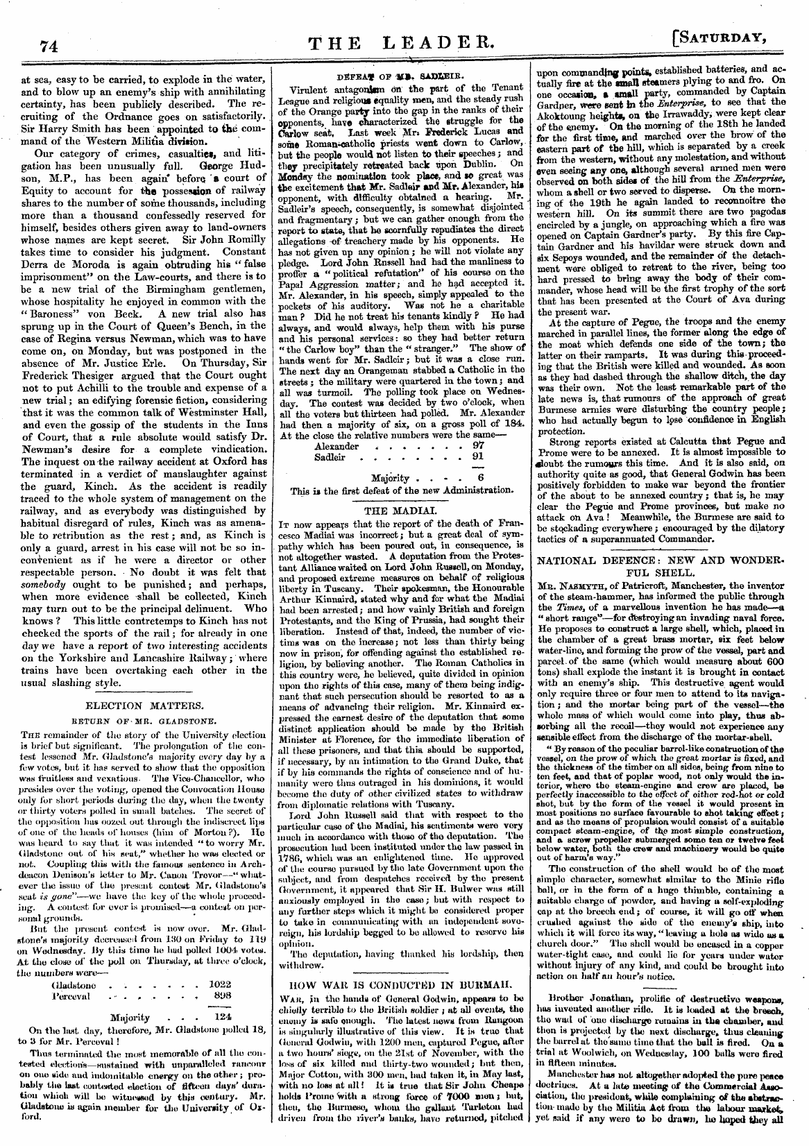 Leader (1850-1860): jS F Y, Country edition - Dsfea* Of 1*». Sadkeib. Virulent Antagou...