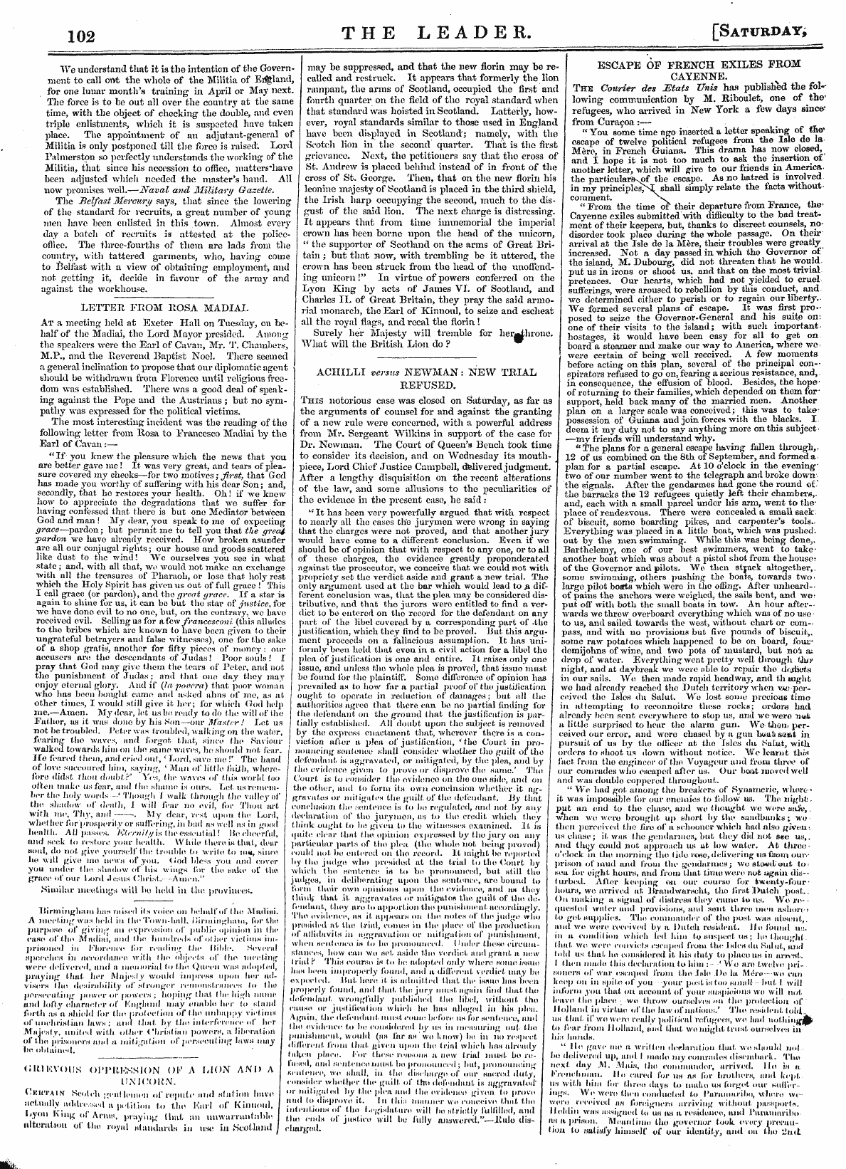 Leader (1850-1860): jS F Y, Country edition - Letter Feom 11osa Madiai. At A Meeting H...