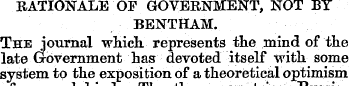 RATIONALE OF GOVERNMENT, NOT BY BENTHAM....
