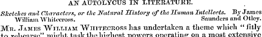 AN AUTOLYCUS IN LITERATURE. Sketches ami...