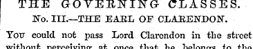 THE GOVERNING CLASSES. No. III.—THE EARL...