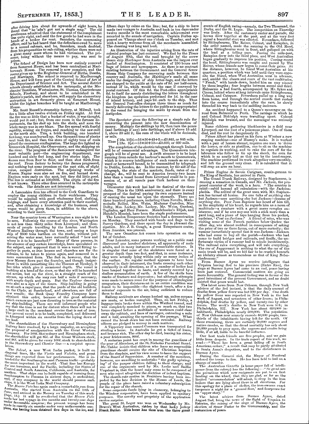 Leader (1850-1860): jS F Y, Country edition - A Lancashire Firm Has Offered To The Cor...