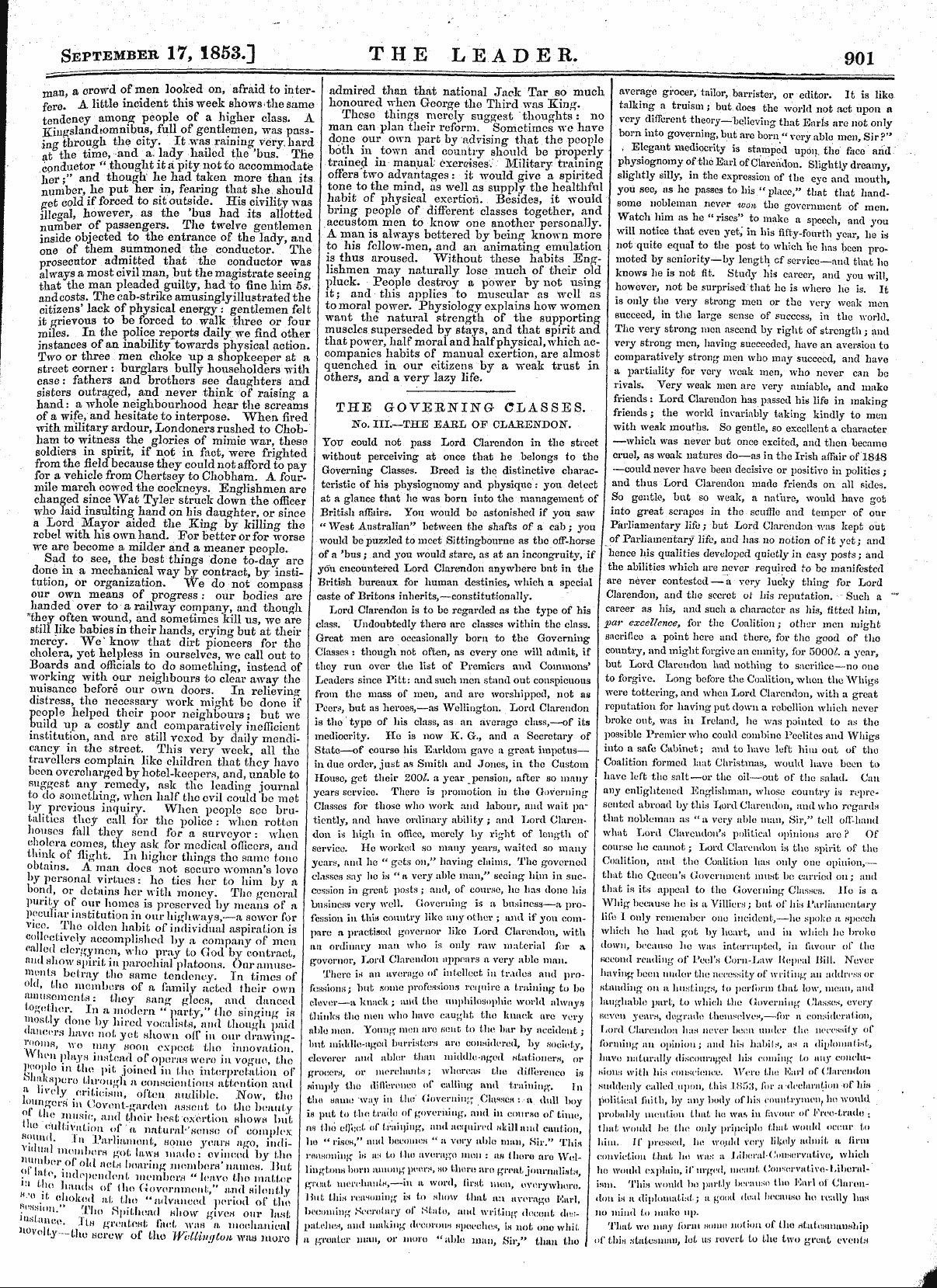 Leader (1850-1860): jS F Y, Country edition - The Governing Classes. No. Iii.—The Earl...