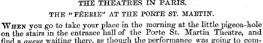 THE THEATRES IN PARIS. THE "FEEBLE" AT T...