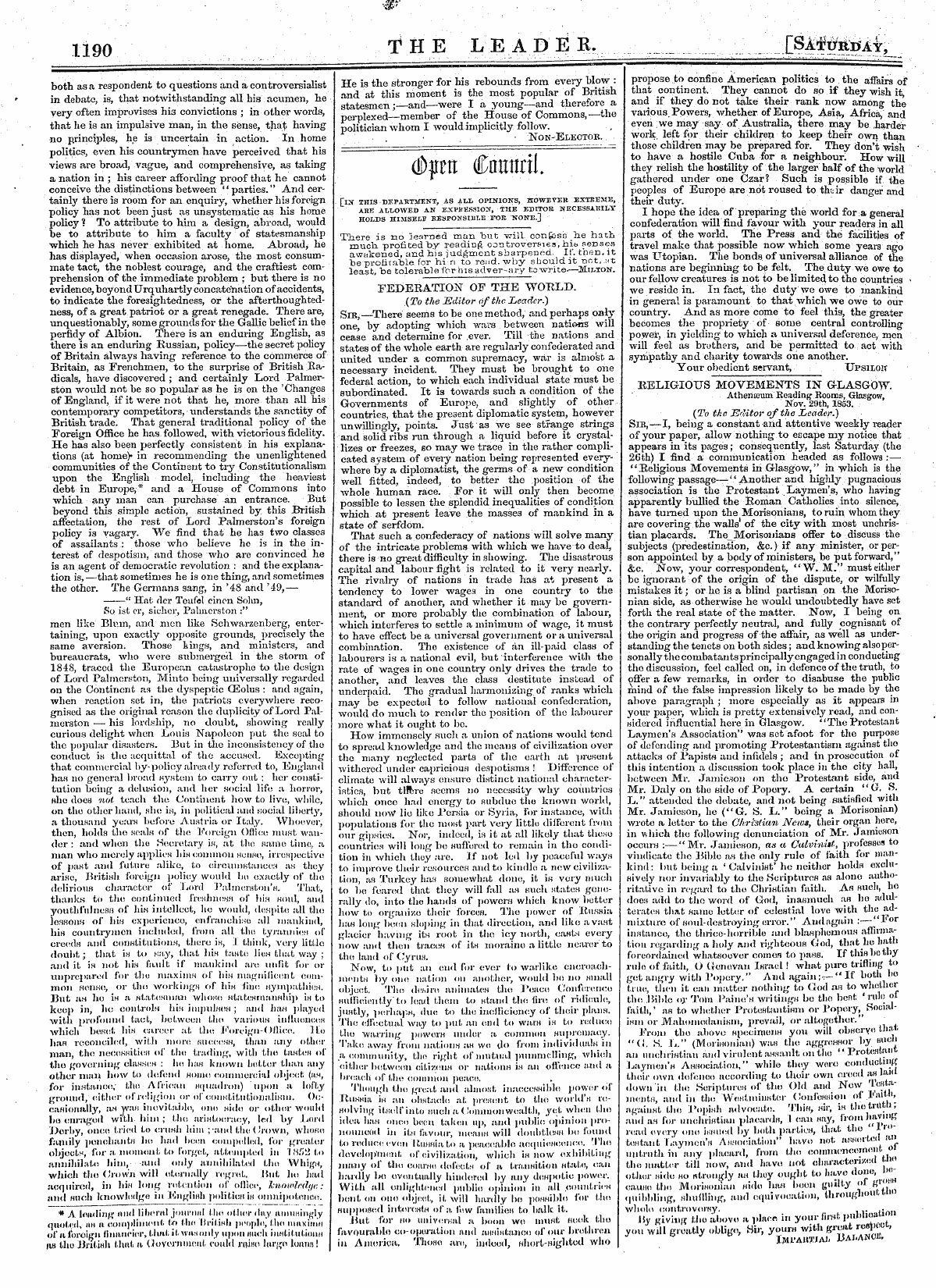 Leader (1850-1860): jS F Y, Country edition - &Lt;Dpra Cnirttril.