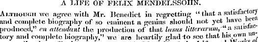 A J.IFE OF FELIX MENDELSSOHN. Ai/moiuni ...