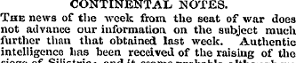 CONTINENTAL NOTES. The news of the week ...