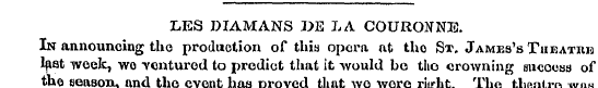 LES DIAMANS I>E LA COURONNE. In announci...