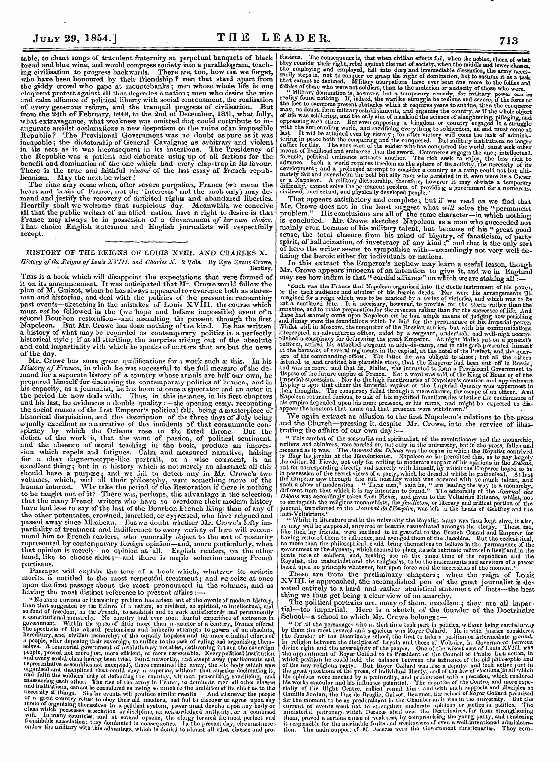 Leader (1850-1860): jS F Y, 2nd edition - July 29, 1854.] The Leader. 713