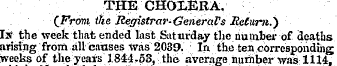 THE CHOLERA. {From the Registrar-GeneraF...