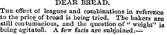 DEAR BREAD. The effect ot leagues and co...