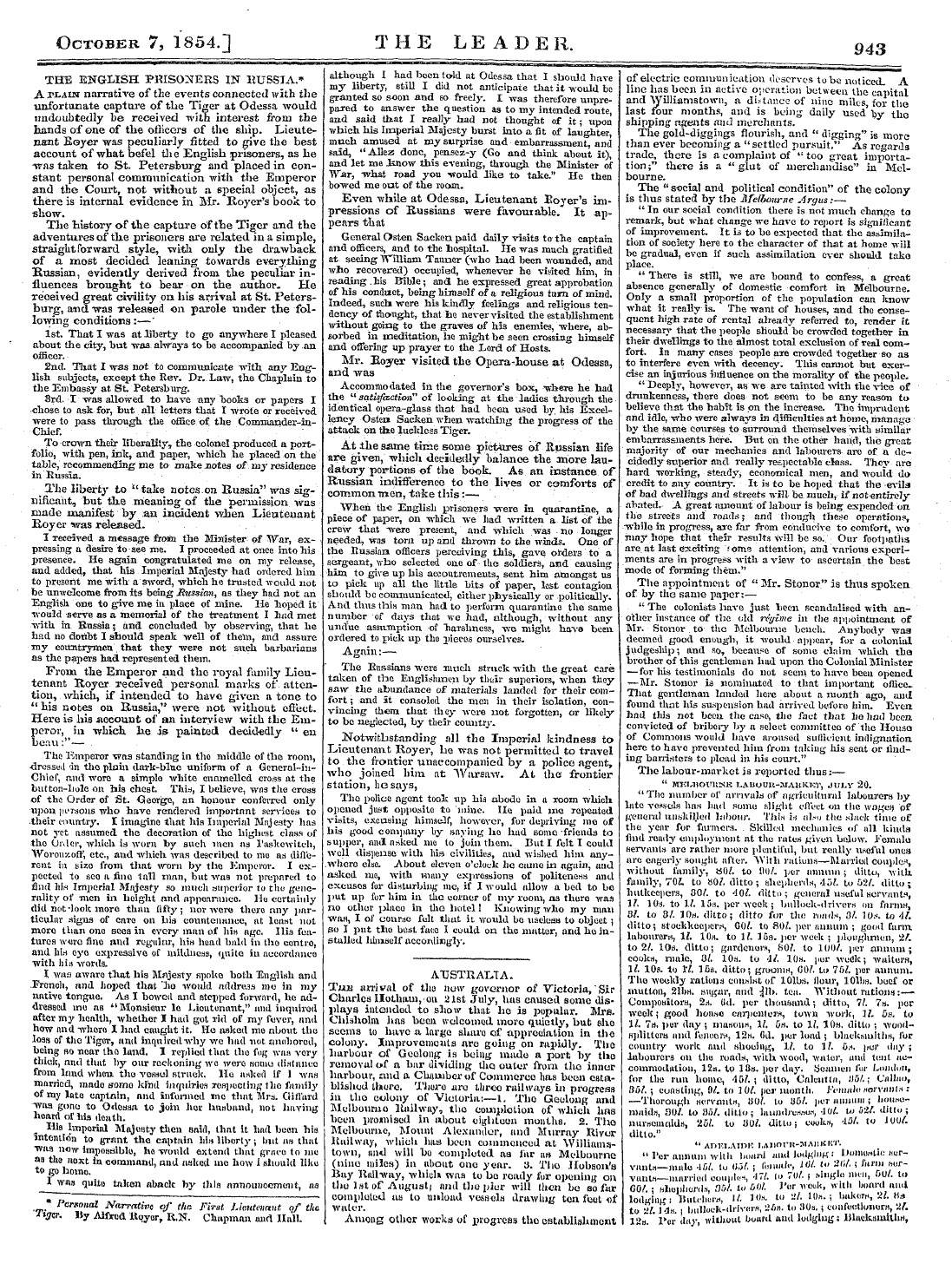 Leader (1850-1860): jS F Y, Country edition - October 7, 1854.] The L E A D E R. 943