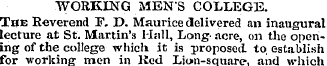 WORKING MEN'S COLLEGE. The Reverend P. D...