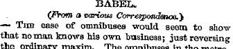 BABEL. (From a various Correspondence.} ...