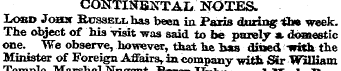 CONTINENTAL NOTES. Lokd Jobs Rcssell has...