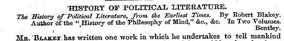 "HISTORY OF POLITICAL LITERATURE. The Hi...