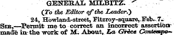 GENERAL MTLBITZ. .< (To the Editor of th...