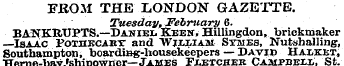 FROM THE LONDON GAZETTE. Tuesday, Februa...
