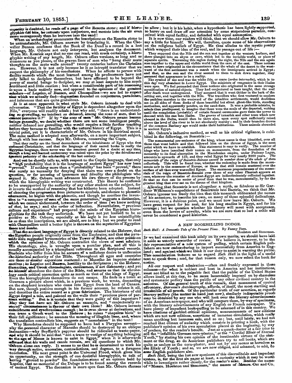 Leader (1850-1860): jS F Y, 2nd edition - Febbuaby 10, 185,5.1 Fge Leader. 139