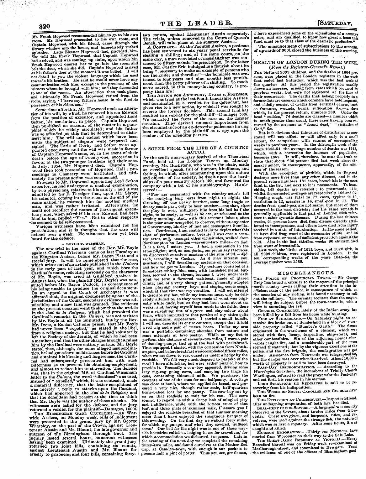 Leader (1850-1860): jS F Y, 2nd edition - Assize Cases. A Disputed Will.— The Earl...