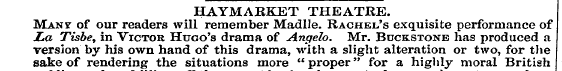 HAYMAEKET THEATRE. Man y of our readers ...