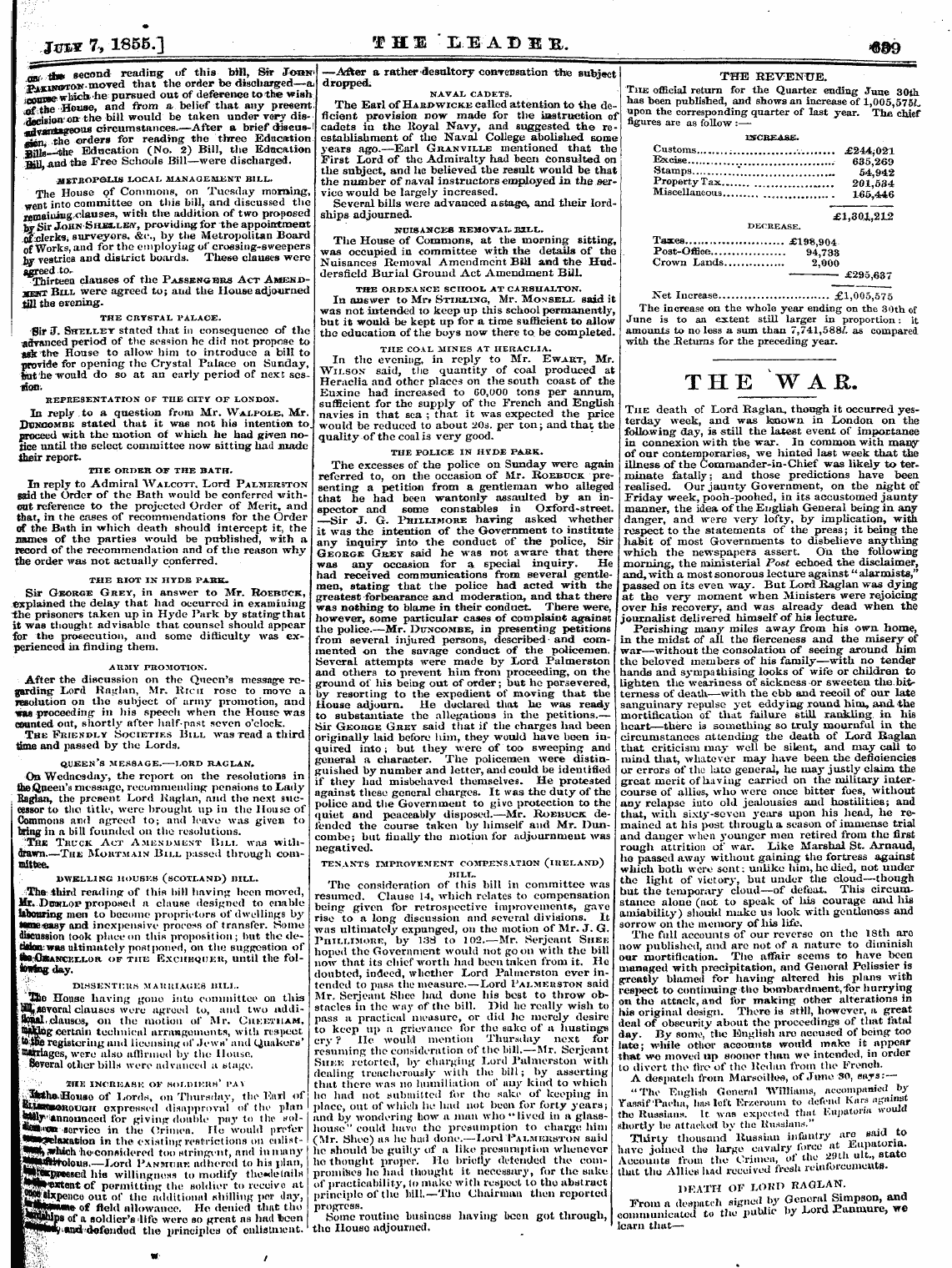 Leader (1850-1860): jS F Y, 2nd edition - Jm* 7, 1855] Fhl 3l J& A Bee, €89