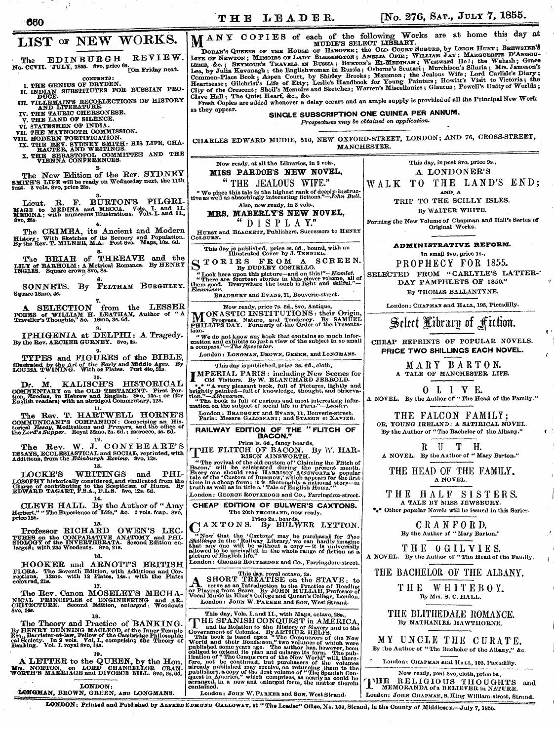 Leader (1850-1860): jS F Y, 2nd edition - Ad02412