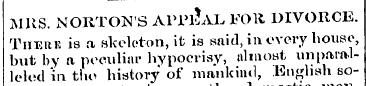 MUS. NORTON'S APPEAL FOR DIVORCE. Tiieuk...