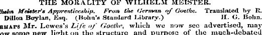 THE MORALITY OF WILHELM MEISTER. l/ultn ...