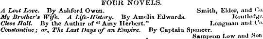 FOUR NOVELS. A Lot.t Love. B y Aahford O...