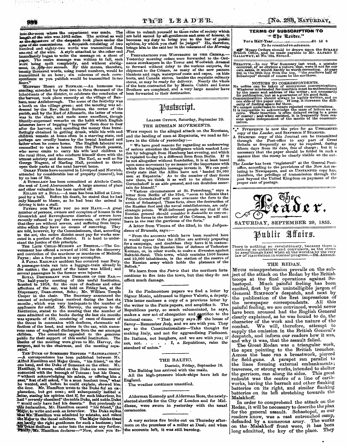 Leader (1850-1860): jS F Y, 2nd edition - Erratum.—In Our "War Summary Last Week, ...