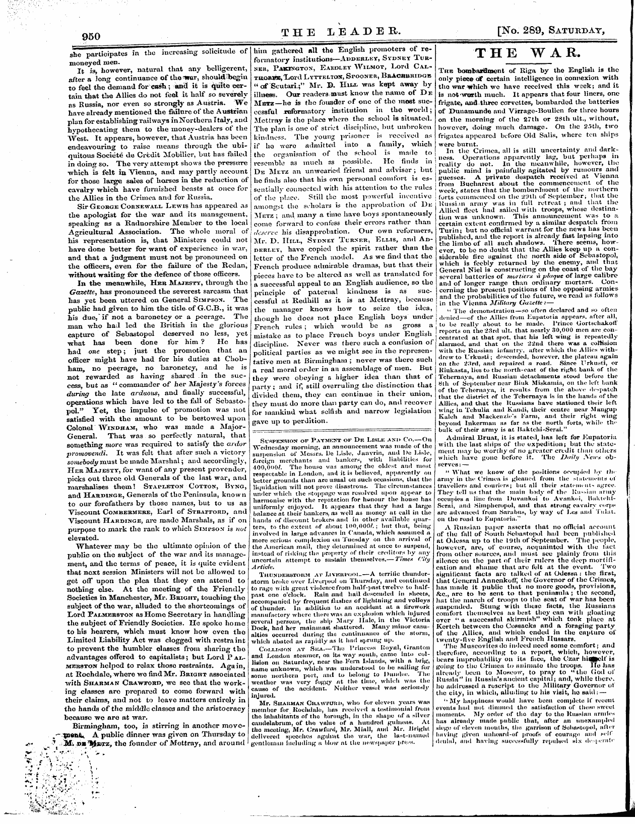 Leader (1850-1860): jS F Y, 2nd edition - The War. The Bombarfroent Of Riga By The...