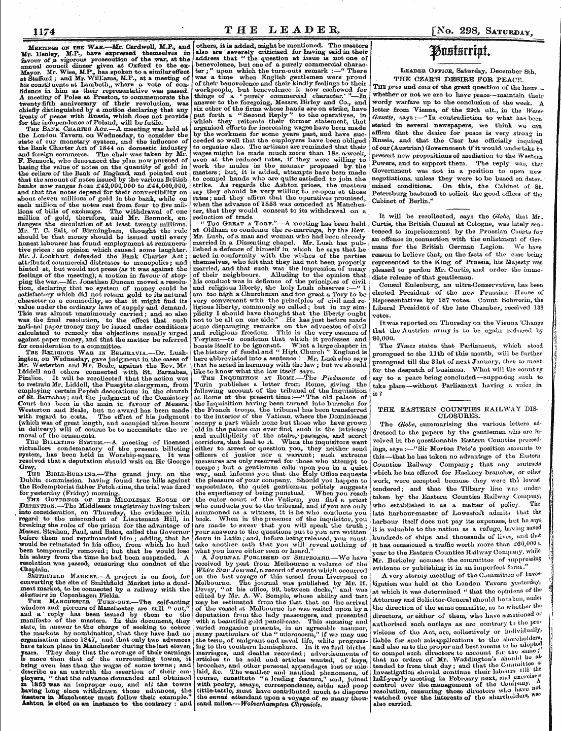 Leader (1850-1860): jS F Y, 2nd edition - J174 ' The Leader, [N T O. 298, Saturday