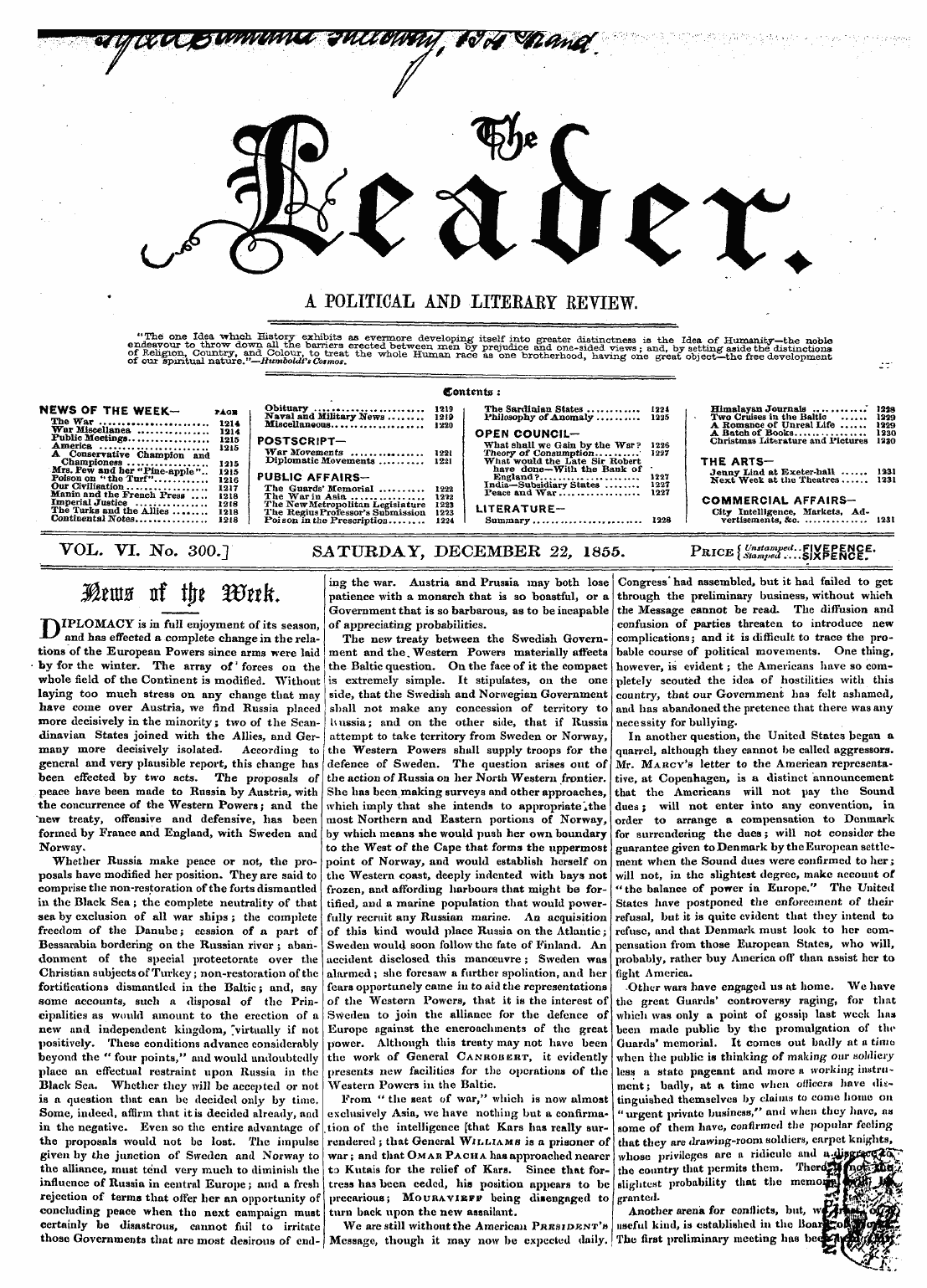 Leader (1850-1860): jS F Y, 2nd edition - News Of The Week— Paob Obituary 1219 The...