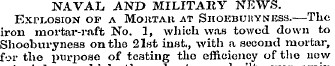 NAVAL AND MILITARY NEWS. Explosion op a ...