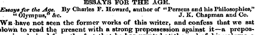 ESSAYS FOR THE AGE. Eatayafor the Age. B...