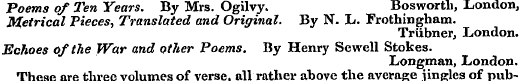 Poems of Ten Years. By Mrs. Ogilvy. Bosw...