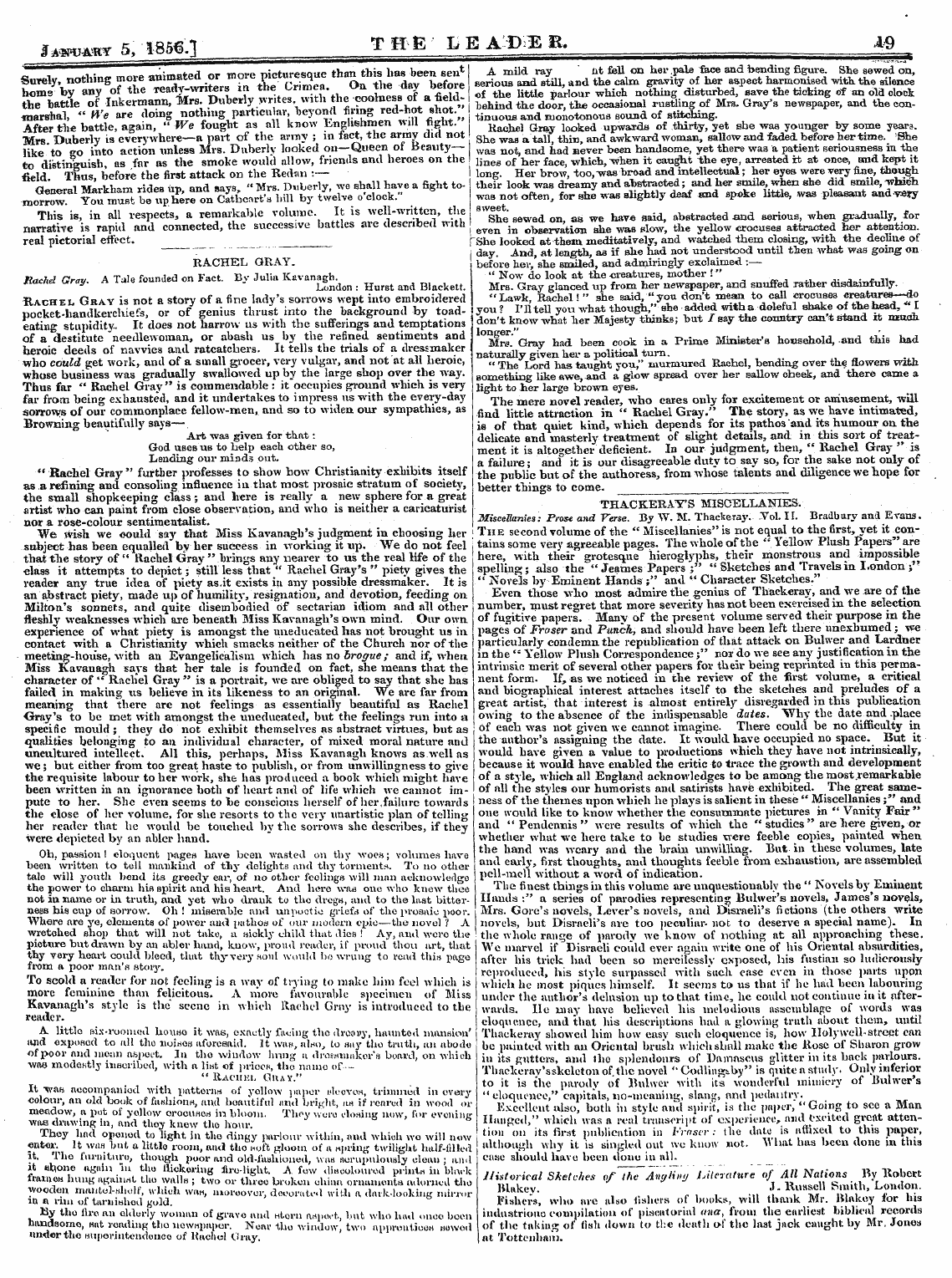 Leader (1850-1860): jS F Y, 2nd edition - Thackeray's Miscellanies. Miscellanies: ...