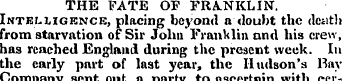 THE FATE OF FRANKLIN. Intelligence, plac...