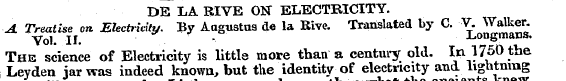 DE LA RIVE ON ELECTRICITY. 4. Treatise o...