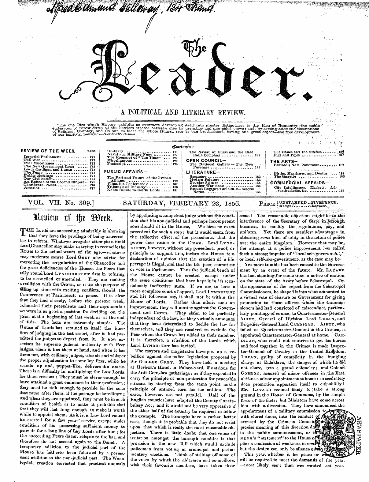 Leader (1850-1860): jS F Y, 2nd edition: 1