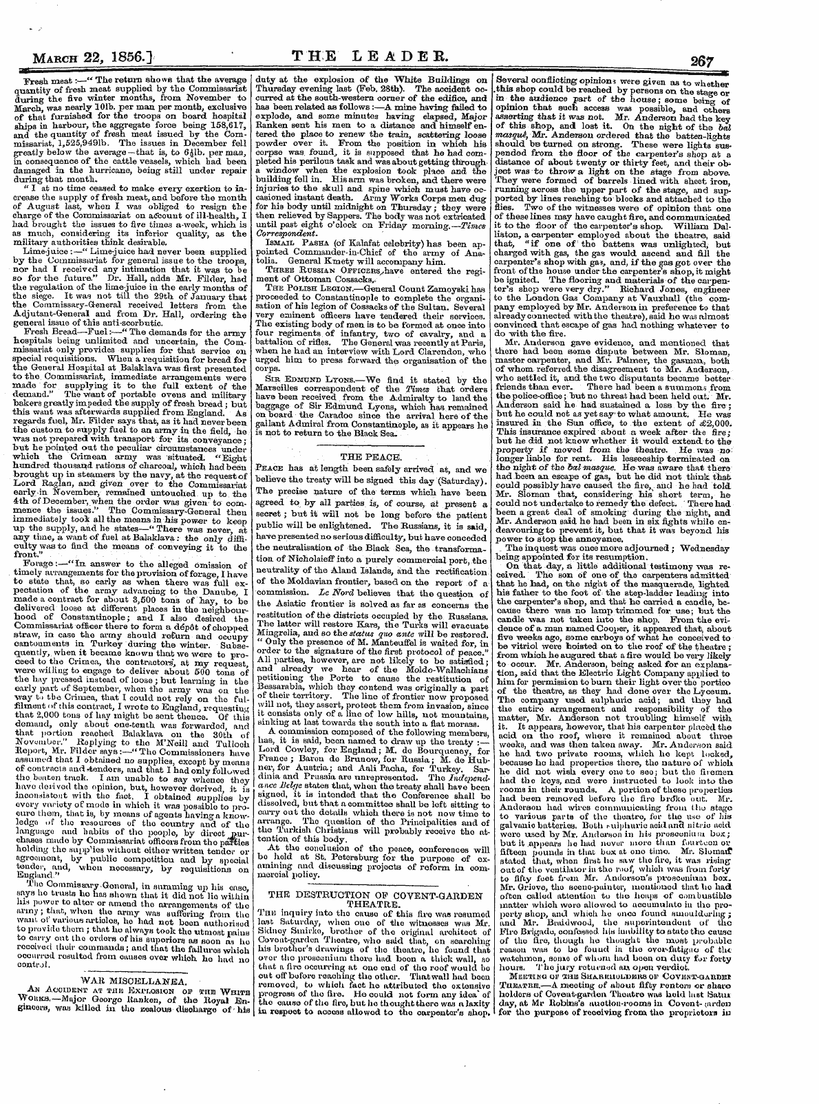 Leader (1850-1860): jS F Y, 2nd edition - The Peace. Peace Has At Length Been Safe...