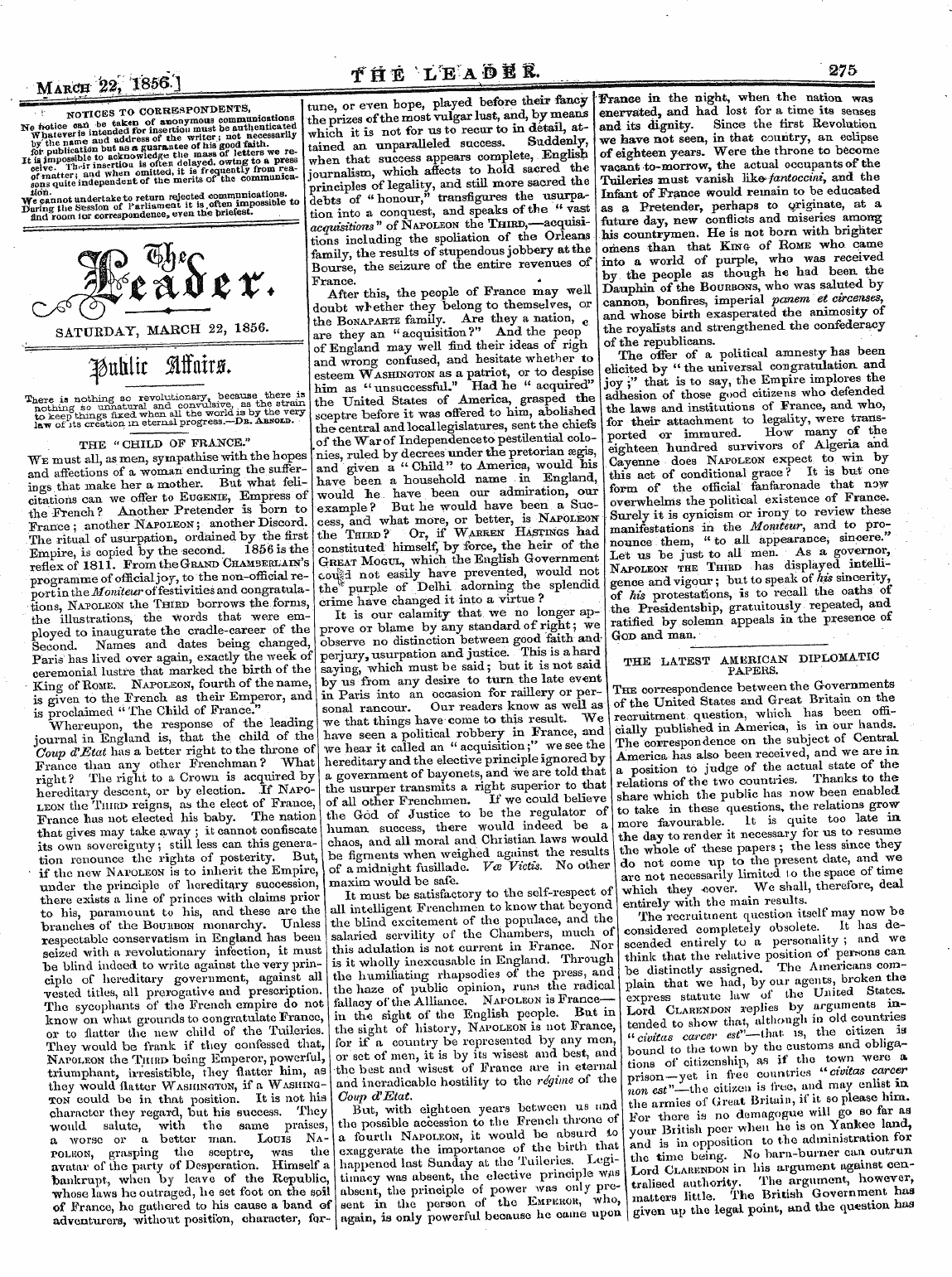 Leader (1850-1860): jS F Y, 2nd edition - . ¦ Ut^M ^: I856:I