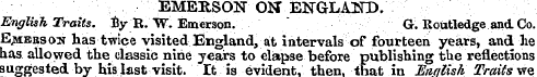 EMERSON ON ENGLASTD. English Traits. % R...