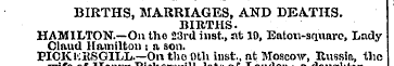 , • > I BIRTHS, MARRIAGES, AND DEATHS. B...