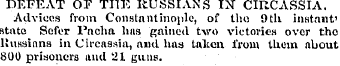 DEFEAT OF THE RUSSIANS IN CIRCASSIA. Adv...