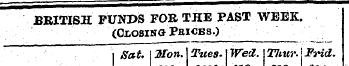 BRITISH FUNDS FOB THE PAST WEEK. (Otosma...