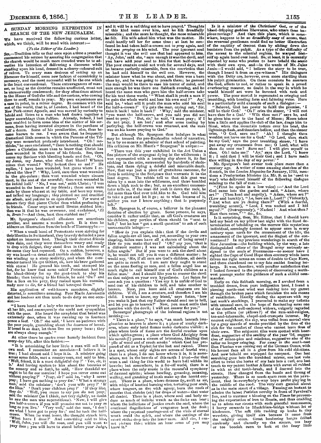 Leader (1850-1860): jS F Y, 2nd edition - Peoembeb 6,1856.] The Leader. 1155