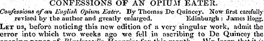 GONFJESSIONS OF AN OPIUM EATER. Confessi...